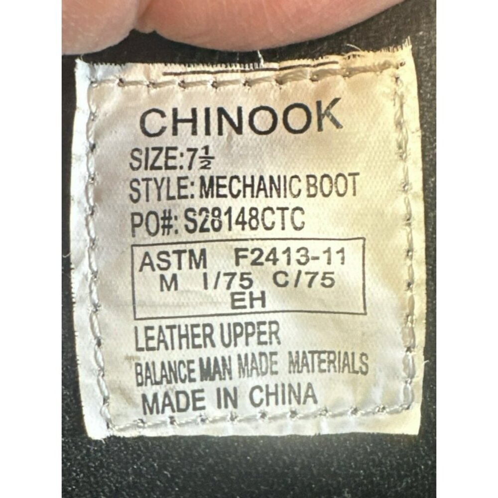 Chinook Waterproof Steel Toe Work Boot Black Leather Slip Resistant Men 7.5 - Picture 8 of 8